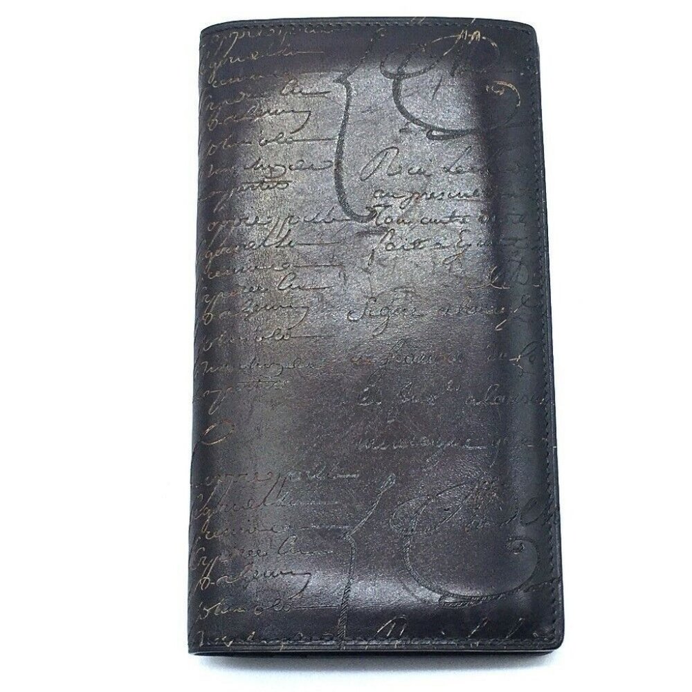 BERLUTI Calligraphy Ebene Leather Bi-fold Wallet